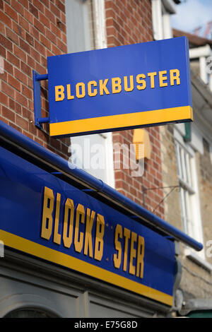 Blockbuster store segno, UK high street. Foto Stock