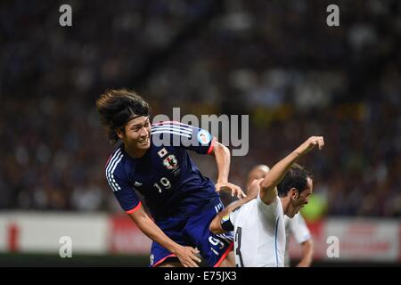 Sapporo Dome, Hokkaido, Giappone. 5 Sep, 2014. Yusuke Minagawa (JPN), 5 settembre 2014 - Calcetto : KIRIN Challenge Cup 2014 match tra Giappone 0-2 Uruguay al Sapporo Dome, Hokkaido, Giappone. © Hitoshi Mochizuki/AFLO/Alamy Live News Foto Stock