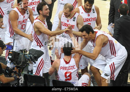 Barcellona, Spagna. 07Th Sep, 2014. 2014 basket FIBA World Cup, round del 16. E. Preldzic in azione durante il gioco tra la Turchia contro l'Australia a Palau Sant Jordi Credito: Azione Sport Plus/Alamy Live News Foto Stock