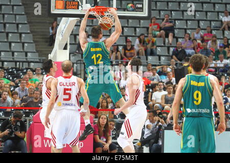 Barcellona, Spagna. 07Th Sep, 2014. 2014 basket FIBA World Cup, round del 16. A. Baynes in azione durante il gioco tra la Turchia contro l'Australia a Palau Sant Jordi Credito: Azione Sport Plus/Alamy Live News Foto Stock