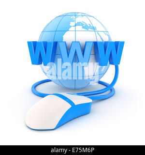 Messa a terra e il mouse su sfondo bianco (fatto in 3d) Foto Stock