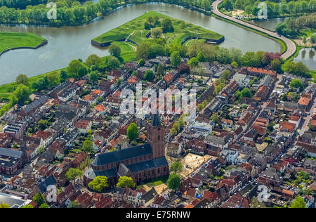 Vista aerea Naarden, città fortificata, Provincia di North-Holland, Paesi Bassi Foto Stock