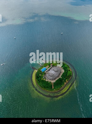 Vista aerea, Forteiland Pampus o Fort Pampus isola, isola artificiale nel IJmeer, Provincia di North-Holland, Paesi Bassi Foto Stock