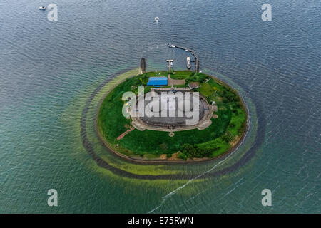 Vista aerea, Forteiland Pampus o Fort Pampus isola, isola artificiale nel IJmeer, Provincia di North-Holland, Paesi Bassi Foto Stock