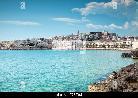 Vecchio seeside comune di Vieste in Puglia, Italia Foto Stock