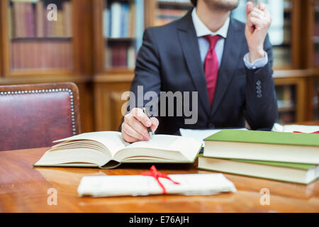 Avvocato facendo ricerca nelle camere Foto Stock