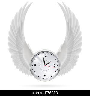Orologio bianco con verticali ali bianche. Swing. Foto Stock