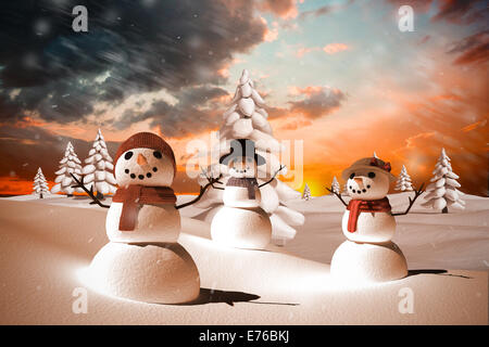 Immagine composita della famiglia di neve Foto Stock