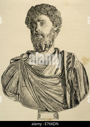 Marco Aurelio (121-180 AD). Imperatore romano da 161-180. Incisione. Historia Universale, 1881. Foto Stock