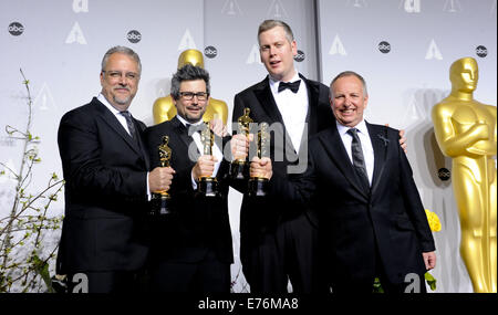 La 86annuale di Academy Awards sala stampa dotata di: Skip Lievsay,Niv Adiri,Christopher Benstead,Chris Munro dove: Los Angeles, California, Stati Uniti quando: 03 Mar 2014 Foto Stock