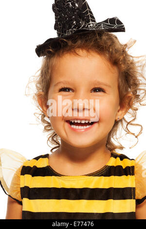 Ritratto di ragazza ridere in striped costume Ape Foto Stock