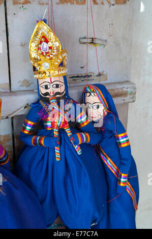 Kathputli, tradizionali burattini di Rajasthani, Pushkar, Rajasthan, India. Foto Stock