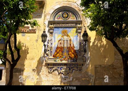 Murale in ceramica, Jerez de la Frontera, la provincia di Cadiz Cadice, Andalusia, sud ovest Europa Foto Stock