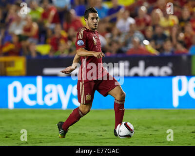 Valencia, Spagna. 08 Sep, 2014. Centrocampista Koke in azione durante il Campionato Europeo in qualifica. Spagna contro la Macedonia. Credito: Azione Sport Plus/Alamy Live News Foto Stock