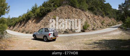 La guida in Monti Troodos di Cipro Foto Stock