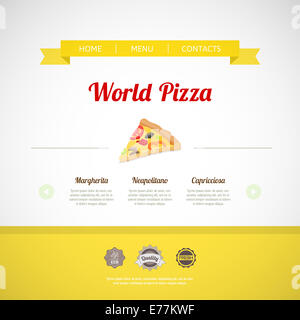 Menu pizza template, illustrazione vettoriale Foto Stock
