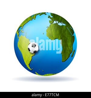 Concetto di vettore di calcio lo sfondo con il globo di grunge Foto Stock