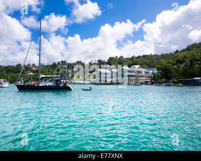 Marigot Bay, regione di Castries, Santa Lucia isola, Piccole Antille, isole Windward, Santa Lucia Foto Stock
