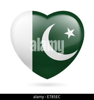 Cuore con il Pakistan bandiera colori. Io amo il Pakistan Foto Stock