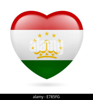 Cuore con bandiera tagika colori. Io amo il Tagikistan Foto Stock
