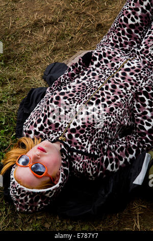 Glastonbury Festival sleeping visitatore Foto Stock