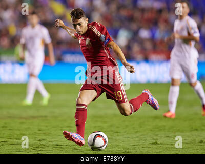 Valencia, Spagna. 08 Sep, 2014. Centrocampista Munir in azione durante il Campionato Europeo in qualifica. Spagna contro la Macedonia. Credito: Azione Sport Plus/Alamy Live News Foto Stock