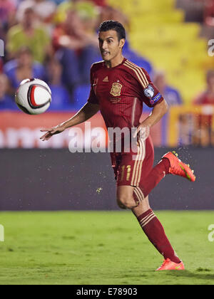 Valencia, Spagna. 08 Sep, 2014. Avanti Pedro in azione durante il Campionato Europeo in qualifica. Spagna contro la Macedonia. Credito: Azione Sport Plus/Alamy Live News Foto Stock