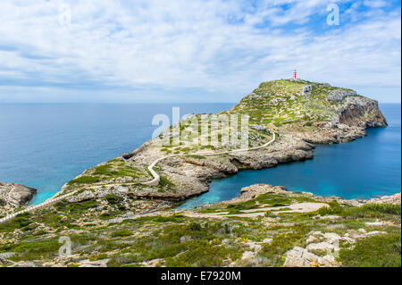 Faro sull isola di Cabrera landscpae Foto Stock