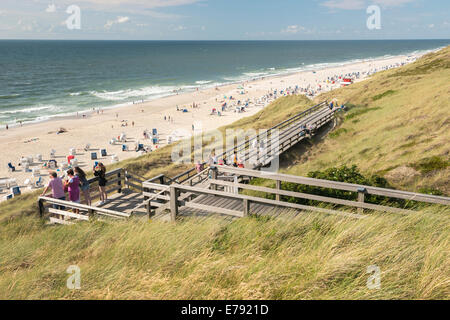 Spiaggia e costa tra Wenningstedt e Kampen sull'isola di Sylt, Germania Foto Stock