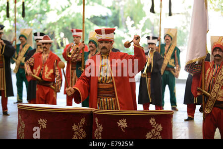 Janissary banda militare, Askeri Müse, Istanbul Military Museum, Istanbul, Turchia Foto Stock