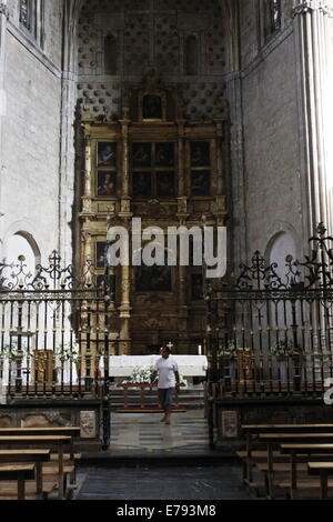 Portici all interno della chiesa, il tetto della Basilica di San Isidoro, strada di St Jacques di Compostella, il centro città di Leon, Spagna Foto Stock