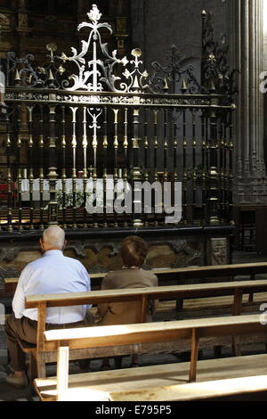 All'interno della Basilica di San Isidoro, strada di St Jacques di Compostella, Leon Castiglia, Spagna Foto Stock