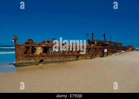 Maheno II nave relitto, 75 Mile Beach L'Isola di Fraser, Queensland, Australia Foto Stock