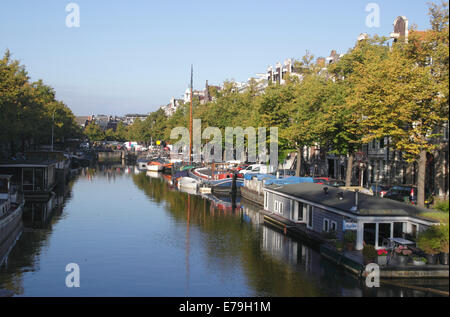 Vista lungo il canale Keizersgracht Amsterdam Olanda Foto Stock