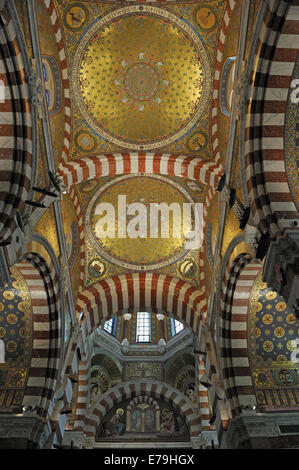 Soffitto a volta in Notre-Dame-de-la-Garde basilica cattedrale, Marsiglia, Francia, Europa Foto Stock