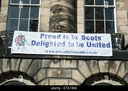 Indipendenza scozzese Nessun banner della campagna sull'esterno di un edificio nella zona nuova di Edinburgo Foto Stock