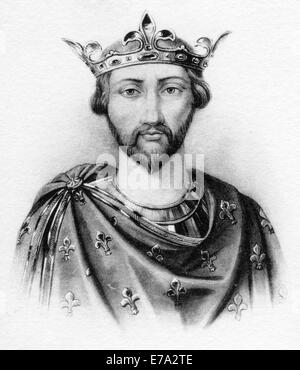 Enrico I (1068-1135), re d'Inghilterra, 1100-1135, ritratto con la corona, cartolina francese Foto Stock