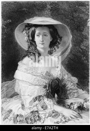 Imperatrice Eugenie o Eugenia de Montijo, moglie di Napoleone III, incisione di Franz Xaver Winterhalter, 1872 Foto Stock