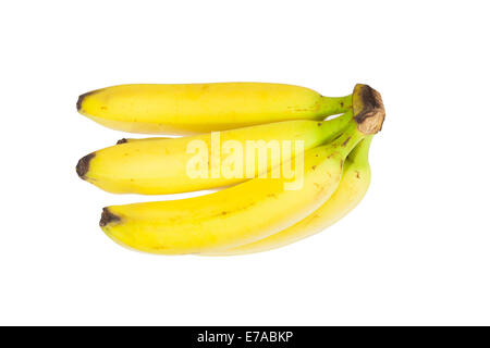 Grappolo di banane su sfondo bianco Foto Stock