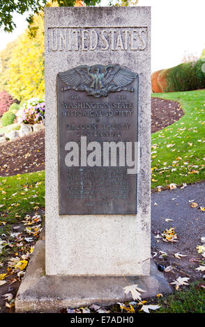 Un monumento al confine tra America e Canada, in Blaine Washington Foto Stock