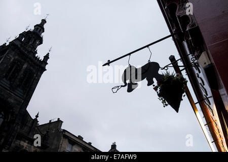 Il segno della casa di elefante. Gourmet Tea & Coffee House e ristorante. Edimburgo, Scozia. Foto Stock