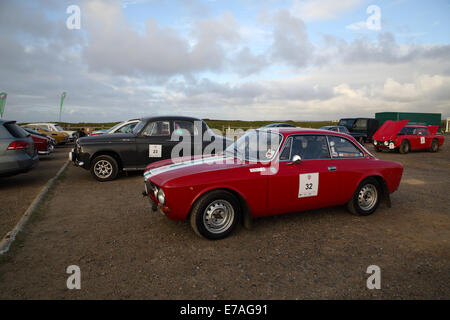 Land's End auto da rally; Cornovaglia; Regno Unito Foto Stock