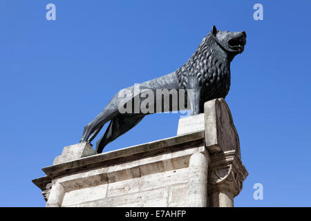 Braunschweiger Loewe il monumento del leone sulla piazza Burgplatz, Brunswick, Bassa Sassonia, Germania, Europa Foto Stock