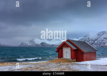 Rorbu in isole Lofoten in Norvegia Foto Stock
