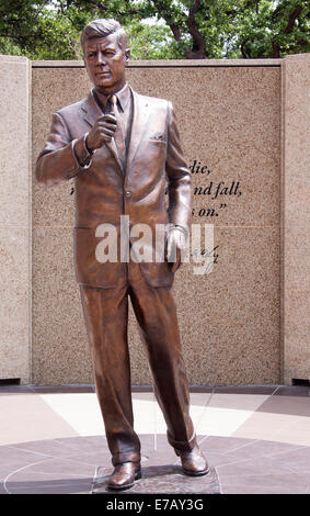 John F Kennedy statua in Dallas Texas Foto Stock