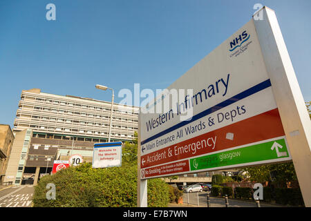 Glasgow NHS Western infermeria ospedale e pronto soccorso. Glasgow, Scotland, Regno Unito Foto Stock