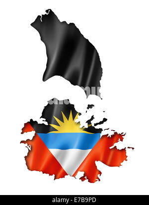 Antigua e Barbuda bandiera mappa tridimensionale, rendering isolato su bianco Foto Stock