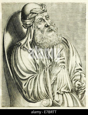 Cirillo di Alessandria (374-444), Patriarca di Alessandria, Chiesa Padre e Dottore della Chiesa, egli è stato una figura centrale nel primo Concilio di Efeso del 431 e trattenuto i titoli pilastro della fede e della guarnizione di tenuta di tutti i Padri. Mano destra benedicente. Foto Stock