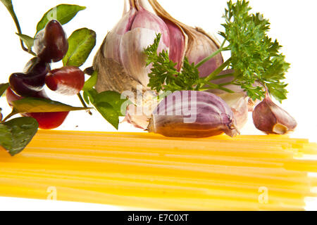 "Spaghetti aglio, olio e peperoncino' (aglio olio e peperoncino) Foto Stock