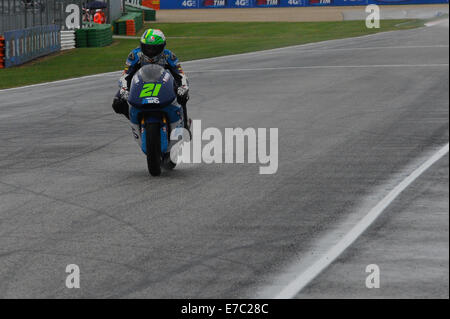 Misano, San Marino. Xii Sep, 2014. MotoGP2 e 3. Il Gran Premio di San Marino di pratica. Franco Morbidelli (Italtrans Racing Team) durante la sessione di prove libere di credito: Azione Sport Plus/Alamy Live News Foto Stock